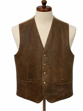 Huntington Vintage Brown Genuine Leather Vest for Men Size Large